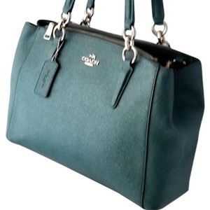 COACH Christie Leather Handbag, Glitter Teal - NWT